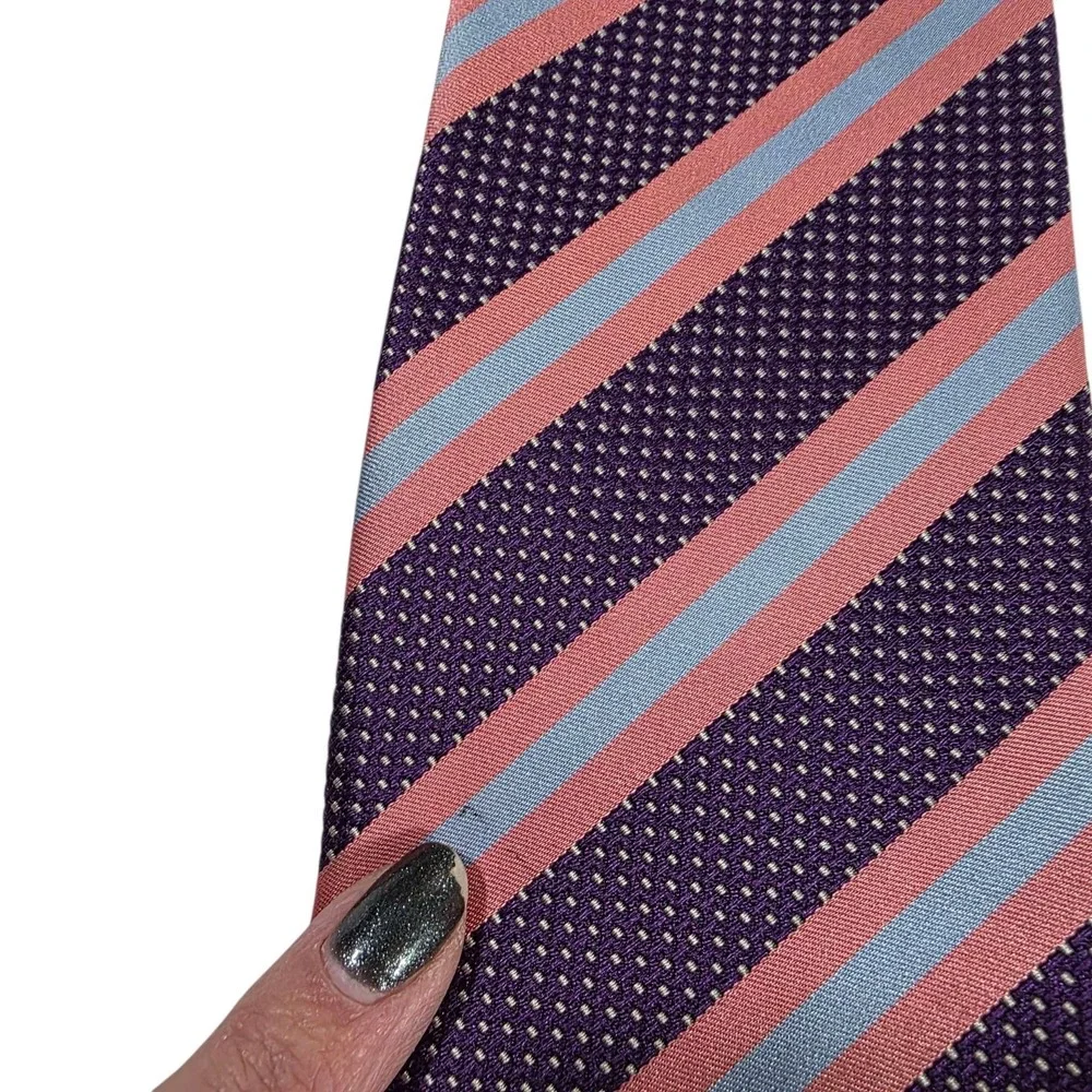 ETON Silk Striped Dotted Necktie Purple Pink Blue Men's Formal Fashion Accessory